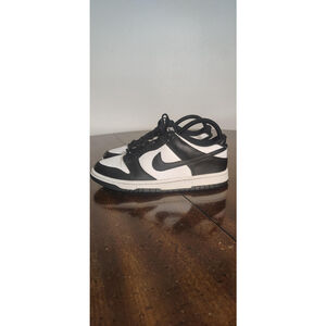 Nike Dunk Low Shoes Youth Size 6.5Y Black White Leather Sneakers CW1590-100